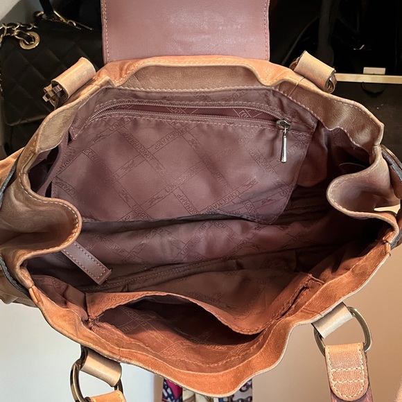 Longchamp Idole Soft Tan Calfskin Leather Baguette Shoulder Bag VINTAGE - Picture 4 of 5